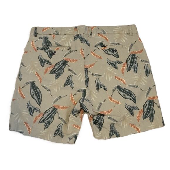 NWT Slate and Stone Khaki Leaf 7" Cotton Ross‎ Short Men's Size 34 - Picture 3 of 12